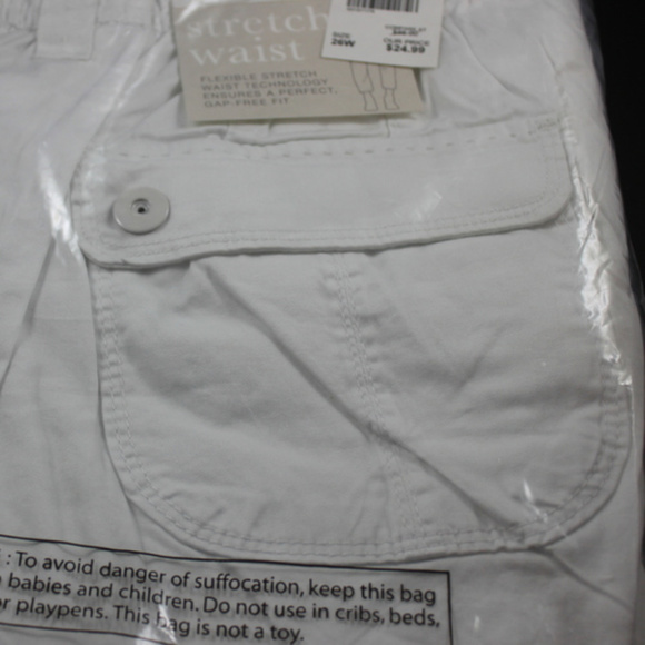 Cropped Tie Hem Cargo NIP 26W Bright White - Picture 2 of 2